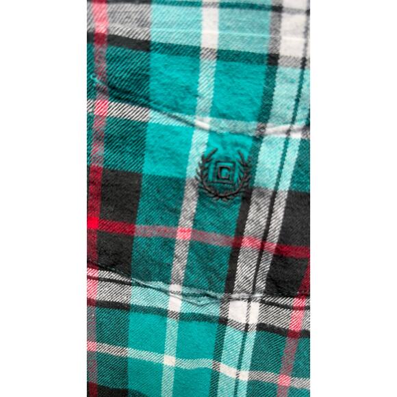 Chaps Performance Men’s Green Plaid Flannel Shirt Size XL Tall Long Sleeve - Picture 4 of 5